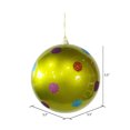 thumbnail image 2 of Vickerman 5.5" Lime Candy Finish Ball Christmas Ornament with Multi-Colored Polka Dots, 2 of 3