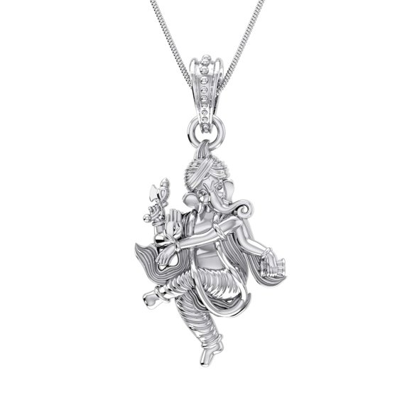 Sterling Silver (92.5% purity) God Ganesh Pendant for Men & Women Pure Silver Lord Ganapathy Locket for Good Health & Wealth INCLUDING Silver Chain