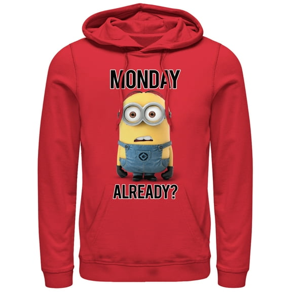 Men's Despicable Me Minion Monday Already Pull Over Hoodie Red Large