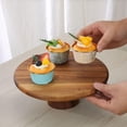 thumbnail image 6 of Wood Cake Stand Cheese Board Snack Tray Platter Cupcake Holder Multifunctional Round for Wedding Anniversaries Birthday Celebration Table , 25cm, 6 of 7