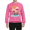 thumbnail image 2 of Wild Bobby, Flamingo Love Print, Animal Lover, Unisex Crewneck Graphic Sweatshirt, Neon Pink, Small, 2 of 4