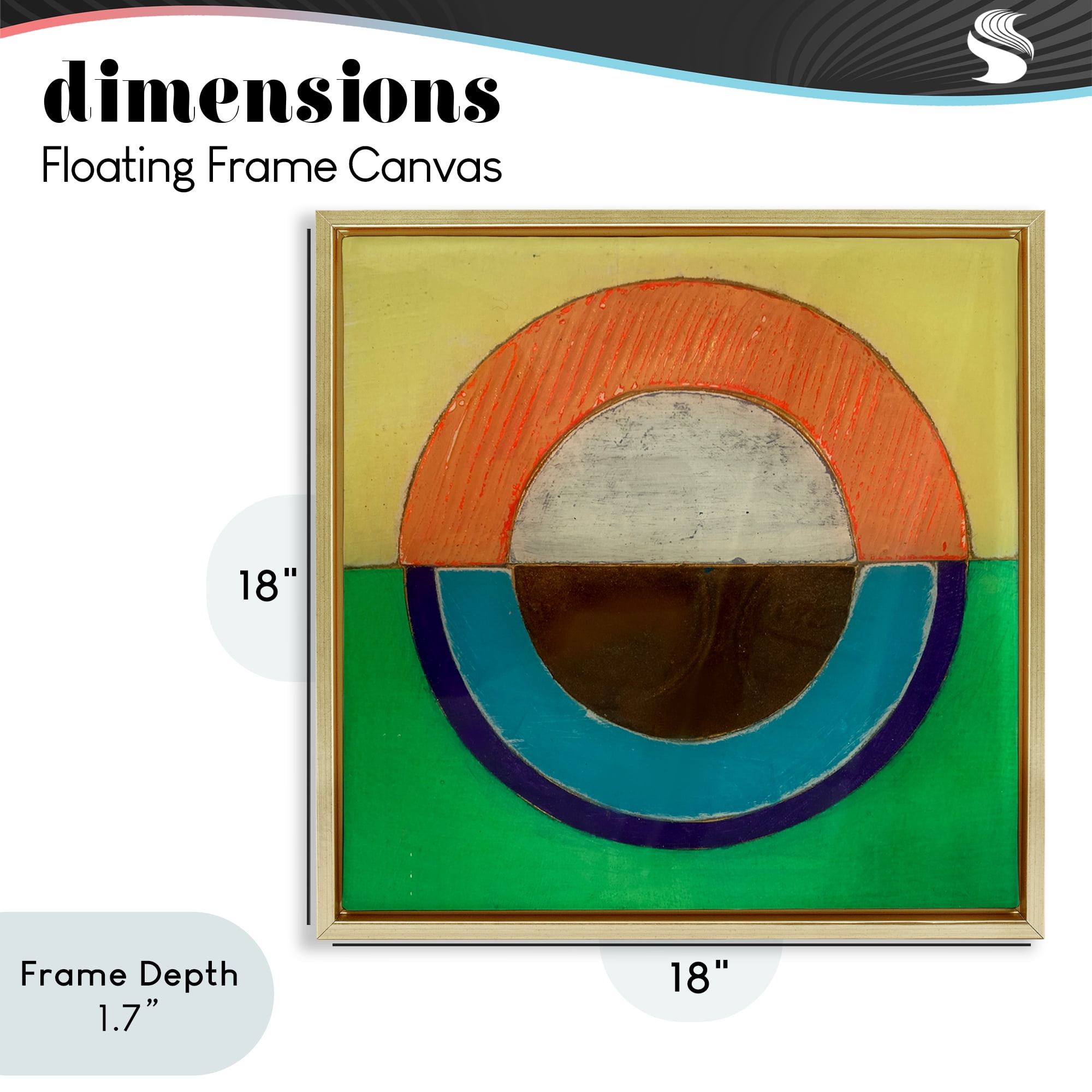 Stupell Industries Balanced Circle Symmetry Gold Framed Floater Canvas Wall Art, design by Matthew Finger