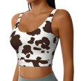 thumbnail image 2 of Fotbe Brown Cow Sujetador Deportivo Largo sin Aros para Mujer con Almohadillas y Soporte Medio, Transpirable y Absorbente, Camiseta Tipo Chaleco o Tank Top-Large, 2 of 8