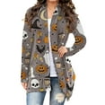 thumbnail image 1 of Uhndy Women's Pumpkin Cat Print Cardigan Halloween Long Sleeve Open Front Outerwear Coat Blouse for Autumn, 1 of 4