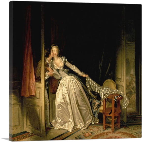ARTCANVAS The Stolen Kiss Canvas Art Print by Jean-Honore Fragonard - Size: 18" x 18" (0.75" Deep)