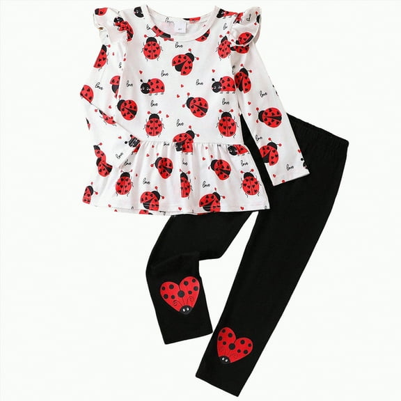 Ccpelsie Kids Toddler Clothes Sweatshirt and Pants 2Pcs Fall Winter Outfits Set for Big/Little Girls(Red,6-7 Years)