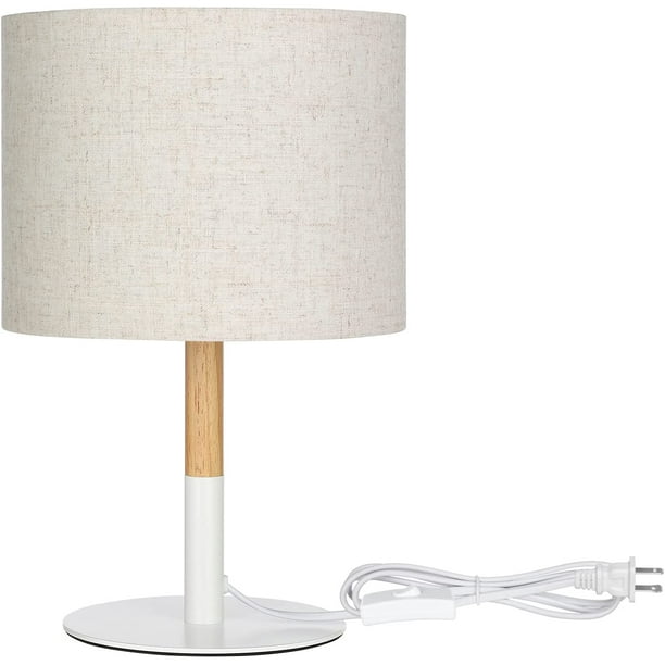Dewenwils Bedside Table Lamp Rustic Wood Nightstand With Linen Fabric Shade Small Vintage Lamps For Bedroom Living Room Office Farmhouse Metal Base On Off Switch Com Dewenwils Bedside Table Lamp Rustic, Small Metal Table Lamp Shades