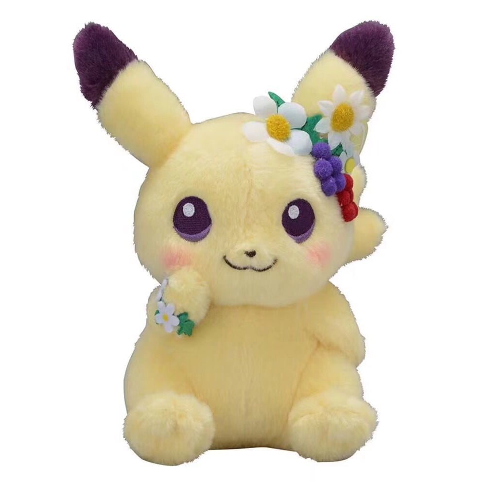 2019 Japan-Pokemon Center Easter Flower pikachu & Eevee Soft Plush Toys Collect 