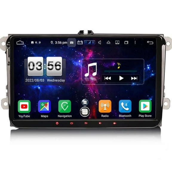 9 Inch Android 12 Car Stereo for VW Passat Caddy Golf Tiguan EOS Skoda SEAT Support GPS Sat Nav Carplay Android Auto DSP Bluetooth Wifi DAB  TPMS 8Core 4GB RAM   64GB ROM