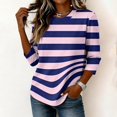 thumbnail image 5 of JULMCOMO Shirts for Women Striped Crew Neck 3/4 Sleeve Trendy Loose Fit T Shirts Color Block Casual Comfy Tunic Tops Light pink S, 5 of 6