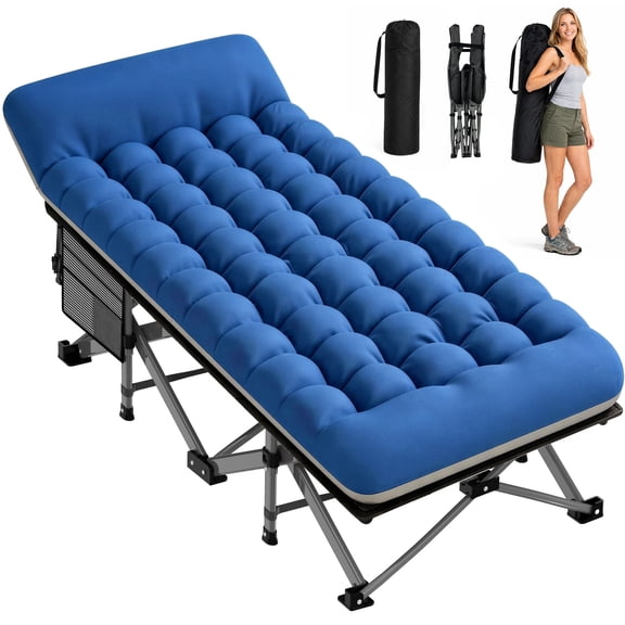 ELFWOLF 75 x 28 in 500 lb Heavy Duty Folding Camping Cot for Adults with Carry Bag, Portable Sleeping Bed for Indoor Outdoor Use