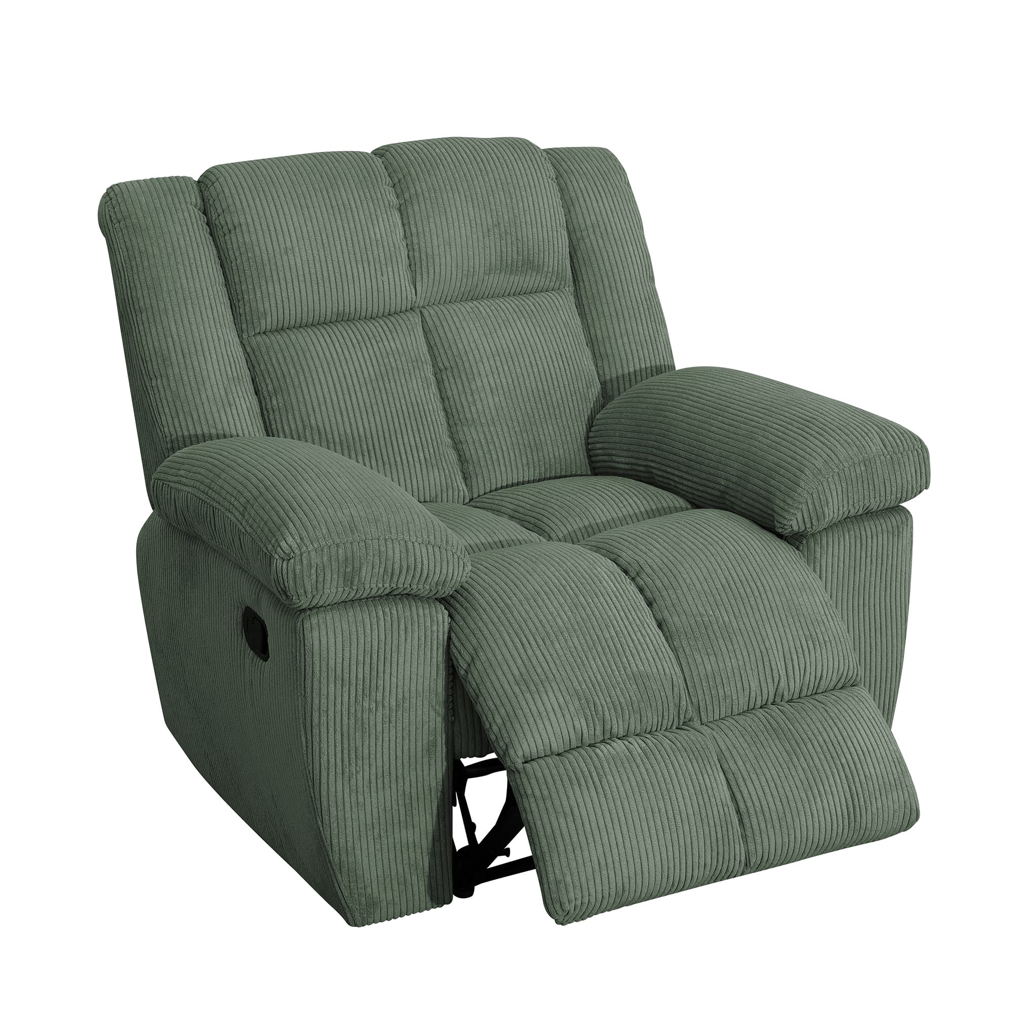 MAYEERTY Recliner Chair, Corduroy Fabric Reclining Chair with Adjustable Backrest for Living Room, Green