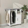thumbnail image 6 of 40" Ironing Cart with Coat Hanger and Wheels, Multipurpose Ironing Cabinet with Iron Rack and Storage Space, Rolling Ironing Cart for Laundry Room, Bedroom, Cloakroom, White, 6 of 9