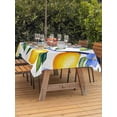 thumbnail image 4 of 60x84 Inch Outdoor Tablecloth with Umbrella Hole Zipper Rectangle Yellow Lemon Rectangular Tablecloths Outside Waterproof Blue Flower Botanical Blossom Motif Spring Patio Table Cover for Picnic Party, 4 of 8