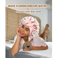 thumbnail image 6 of Satin Bonnet for Sleeping, Double Layer Hair Bonnet with Elastic Tie Band, Soft Night Cap for Curly and Straight Hair(Peach pink Cherry), 6 of 13