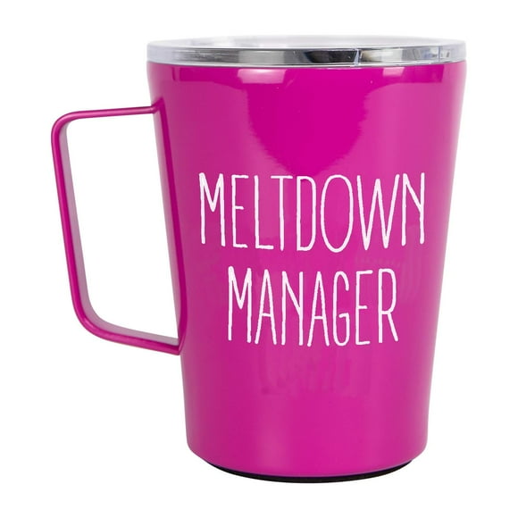 Meltdown Manager Fuscia Pink 12 ounce Stainless Steel Travel Tumbler With Handle