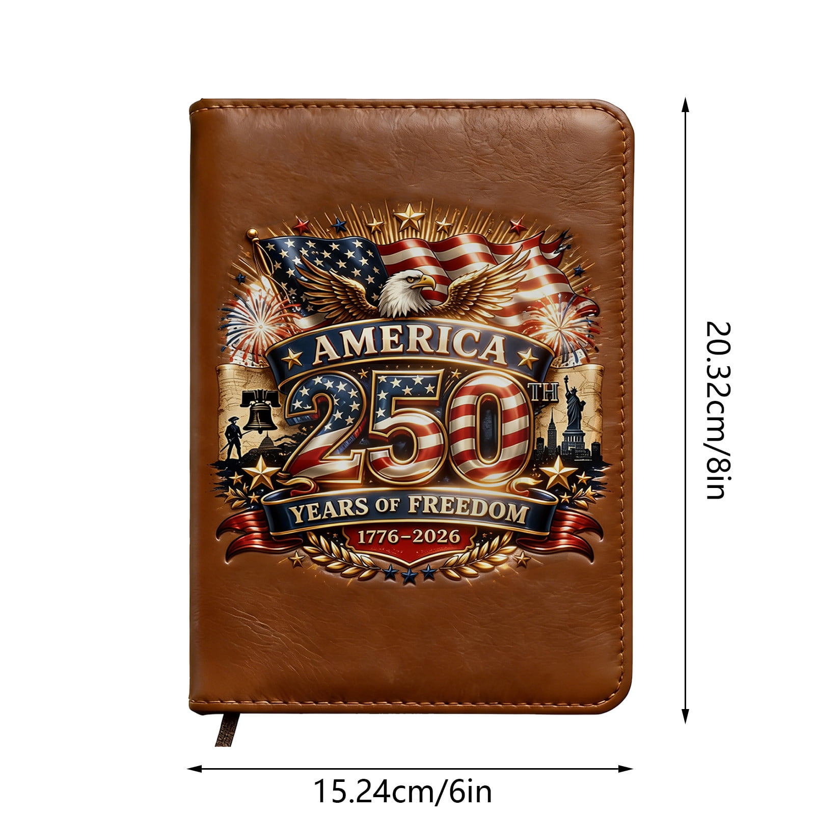 USA 250th Anniversary Commemorative Notebook, 1776-2026 Patriotic Fountain Leather Notebook, America 250 Years of Freedom Souvenir