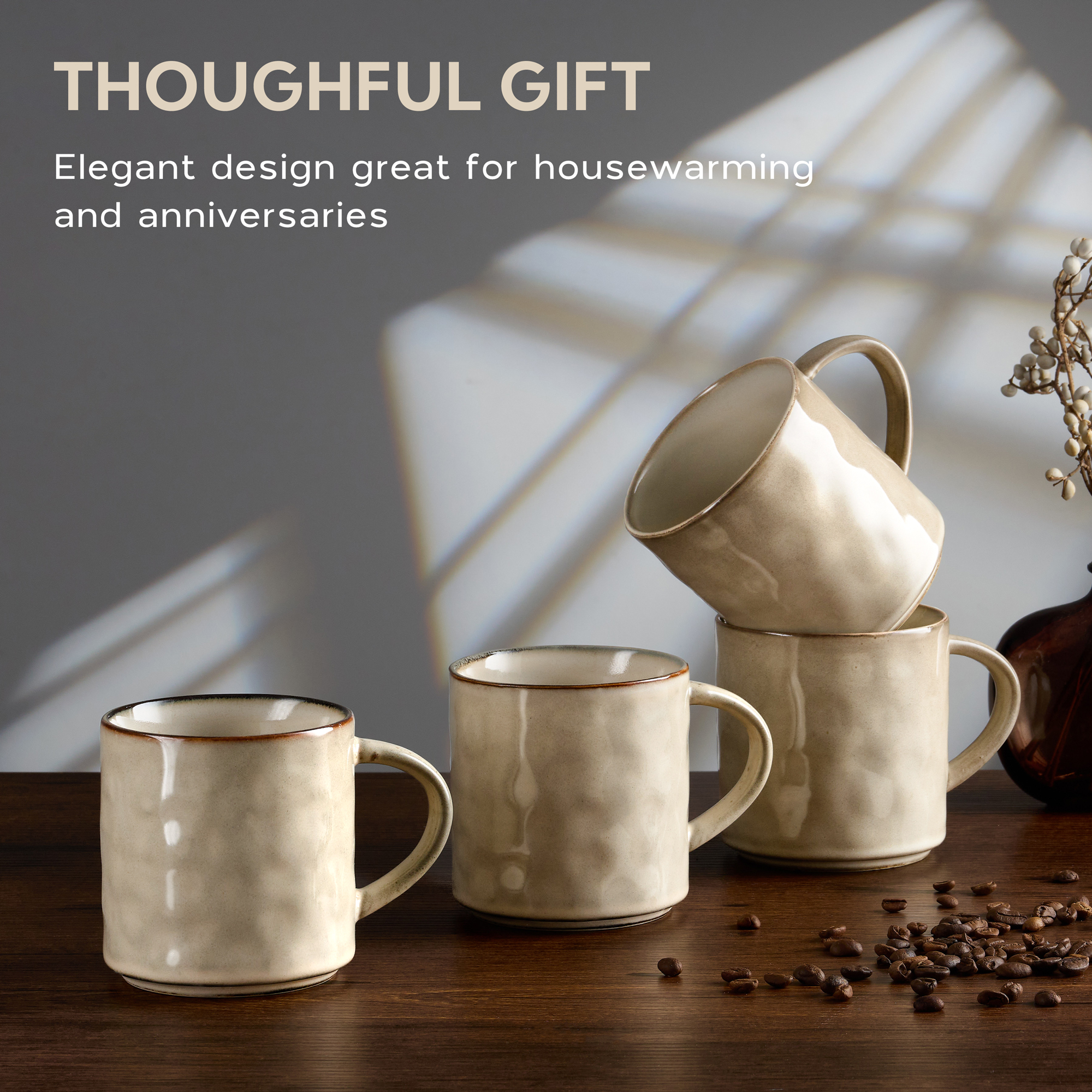 Vesteel Ceramic Coffee Mug Set of 4, Khaki photo 2