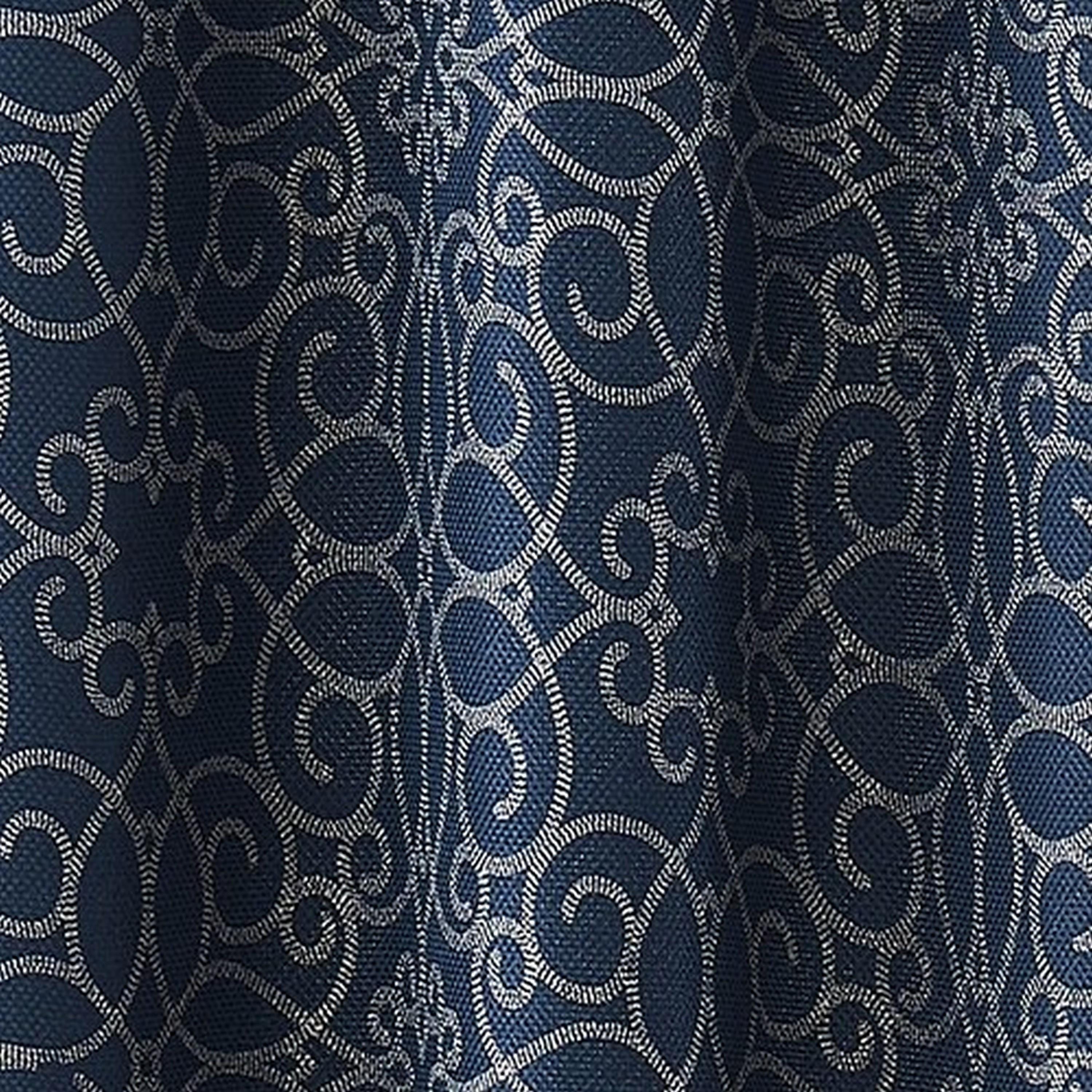 VCNY Home Versailles Navy Scroll Rod Pocket Blackout Curtain Panel, 52" x 84"
