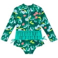thumbnail image 3 of GYRATEDREAM Toddler Baby Girls Rashguard One Piece Swimsuit Long Sleeve Zipper Swimwear UPF 50+ Sun Protection, 3 of 9