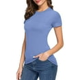 thumbnail image 5 of Breezora Essential Stretch Cotton Tee Women's Classic Crew Neck Short Sleeve Casual Top XL Size Light Blue, 5 of 6