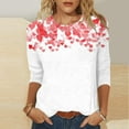 thumbnail image 2 of Plus Size 3/4 Sleeve Tops for Womens Valentines Trendy Tshirts Casual Basic Crewneck T Shirt Outfit, 2 of 5