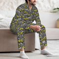 thumbnail image 7 of Naloa Modern Yellow Excavator Men’s Pajamas Set - Long Sleeve Button Down Sleep Shirt and Pajama Bottoms Sleepwear Set-XX-Large, 7 of 7