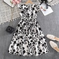 thumbnail image 3 of Toddler Girls Dress Chic Lace V Neck Flutter Sleeve Short Print Waist Defining Elegant Long Dress Black 11 Y-12 Y, 3 of 6
