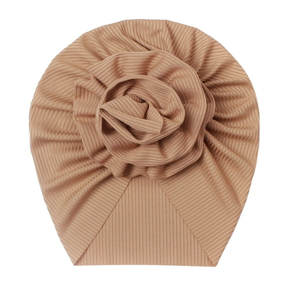 Generic Clearance Children's Casual Hats Baby Flower Hat Toddler Baby Boys Girls Cap Beaniess Solid Ribbed Knotted Elastics Turban Hat for Travel Hiking Christmas(,Coffee)