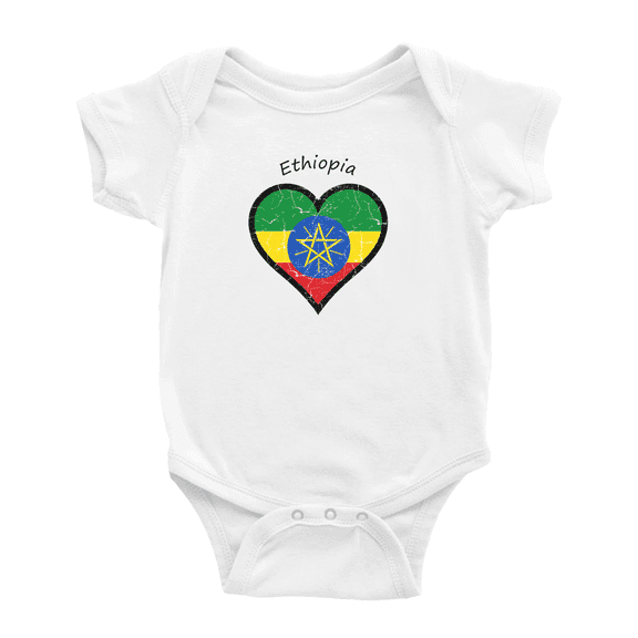 Ethiopia Flag Heart Love Cute Baby Clothing Bodysuits Boy Girl Clothes