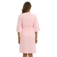 thumbnail image 4 of Women's Waffle Wrap Robe Zipper Robes Half Sleeve Zip Front Knee Length Lightweight Housecoats Couples Bathrobe Nightgown with Pockets & Belt, S-2XL, 4 of 9