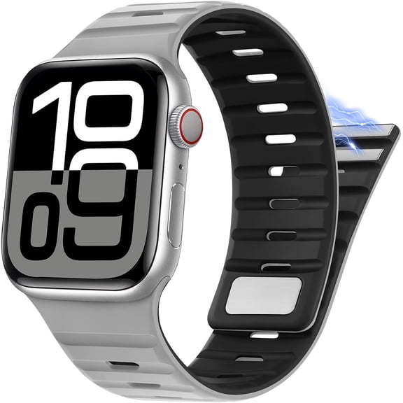 REQO Compatible with Apple Watch Band 42mm 41mm 40mm 38mm, Magnetic Silicone Sport Band for Apple Watch Ultra 2 Ultra SE Series 10 9 8 7 6 5 4