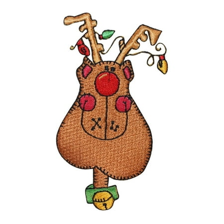 - ID 8148A Red-Nose Reindeer Cartoon Patch Christmas Embroidered Iron On Applique