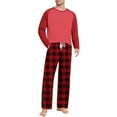 thumbnail image 2 of Tnhcen Men's Pajama Sets, Long Sleeve Raglan Neck Sleepwear, Contrast Color Block, Plaid Flannel Lounge Pants, 2-Piece Loungewear for Men Comfort Wear, Home Clothes, S-3XL Plus Size, 2 of 7