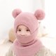 thumbnail image 2 of Gorro de invierno para niñas, cálido, lindo, gorro sin cordones con pompón, gorro de punto, gorro tipo bufanda, gorro de vellón, 2 of 3