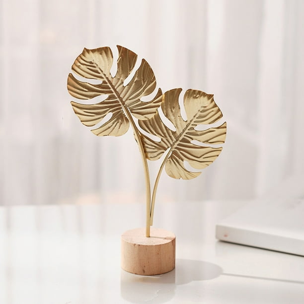 Arte de pared metálico escandinavo - Adorno de hoja de ginkgo de hierro en oro para decoración del hogar, set de 5 piezas