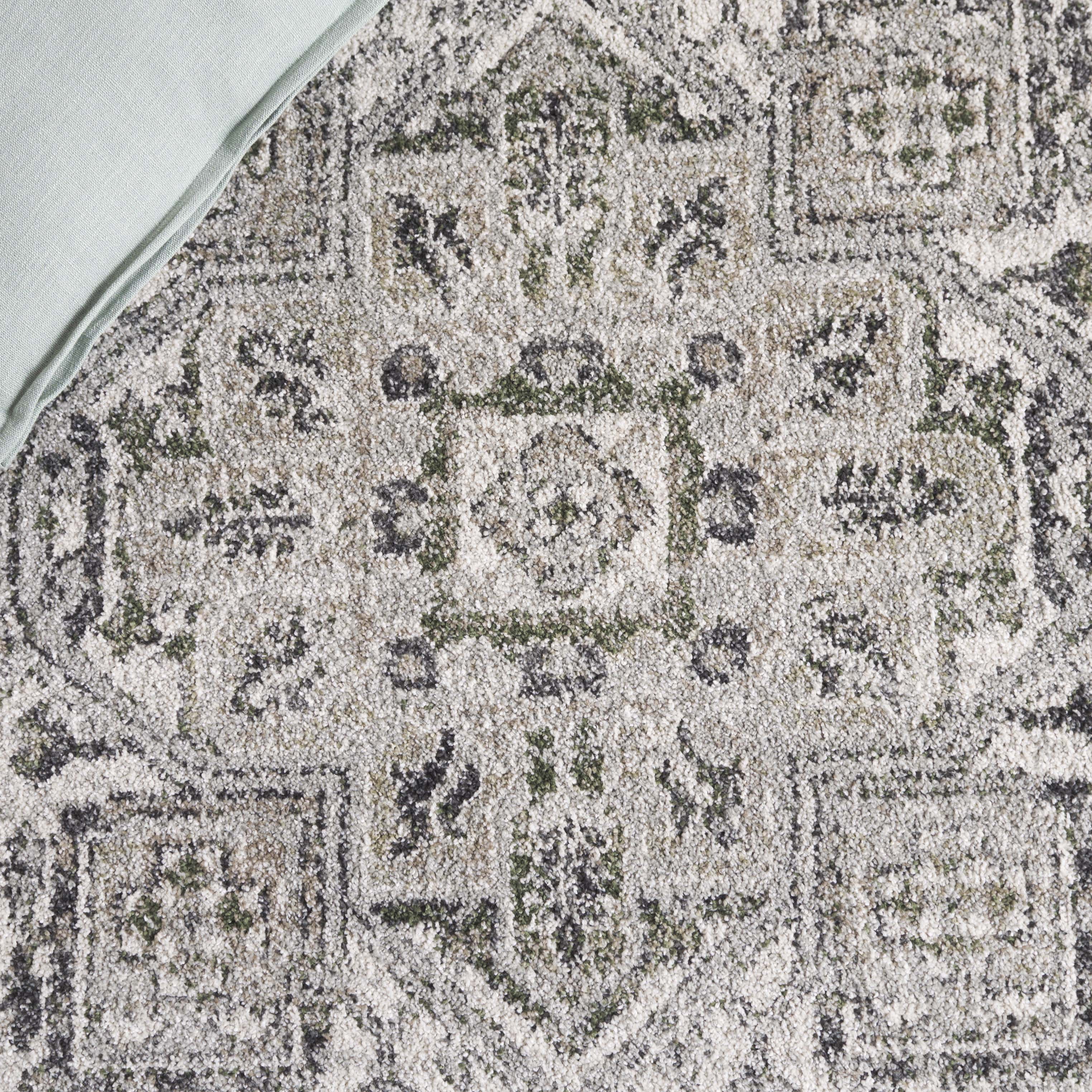 SAFAVIEH Vintage Tabriz Abagail Medallion Runner Rug, Gray/Green, 2' x 8'