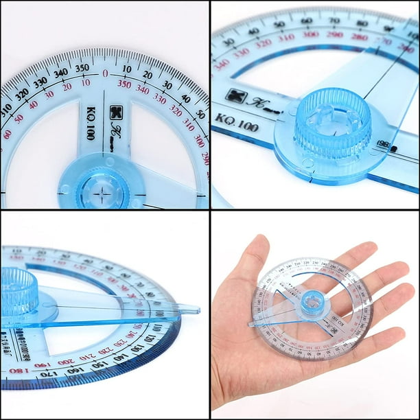 Transportador circular, 2 piezas Regla transportadora de 360 grados Herramientas de geometría matemática Regla de ángulo de brazo giratorio para escuela Estudiante Aula Oficina Papelería ZefeiWu 8390613860361