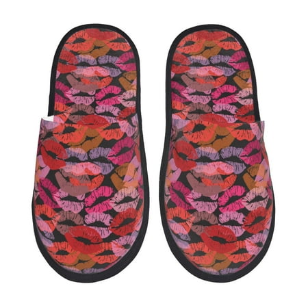 

Silkie Red Lips Kissing Slippers for women and Men House Shoes for Unisex Indoor House Shoes-Medium