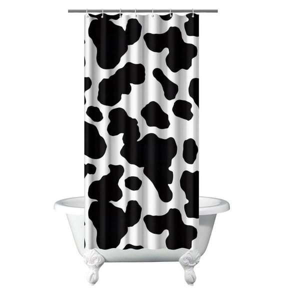 Boho Style Shower Curtain Cow Print Floral Vintage Retro Shower Curtain for Bathroom Home Decor Bathtubs Waterproof Fabric Curtain with 7 Hooks 36x72in
