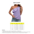 thumbnail image 4 of Top de un hombro para mujer, Top de verano con ojales y volantes, sin mangas, Color puro, 4 of 8