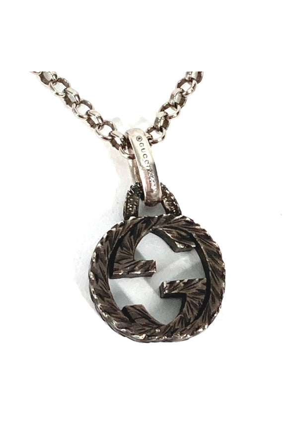 Pre-Owned GUCCI Arabesque Interlocking G Pendant Chain Necklace in SV925 Silver for... (Good)