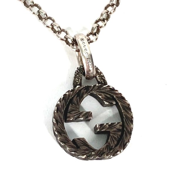 Pre-Owned GUCCI Arabesque Interlocking G Pendant Chain Necklace in SV925 Silver for... (Good)