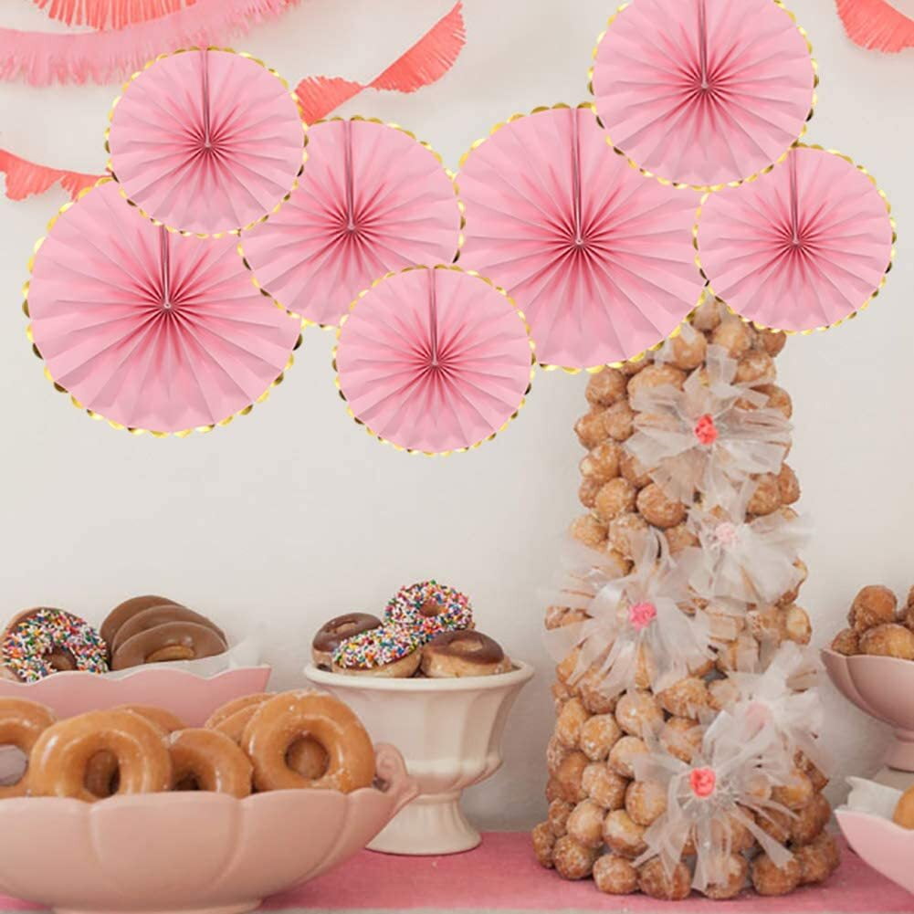 LuanQI 6Pcs DIY Tissue paper Fan Party Decorations Wedding Backdrop Hanging  Cut-Out Paper Fans Baby Shower Birthday Supplies