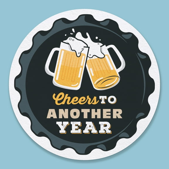 Big Dot of Happiness 25 Ct Cheers and Beers Birthday Drink Coasters, 4-Inch Disposable Round Paper Coasters for Birthday, Table Decor for Bar Drinks