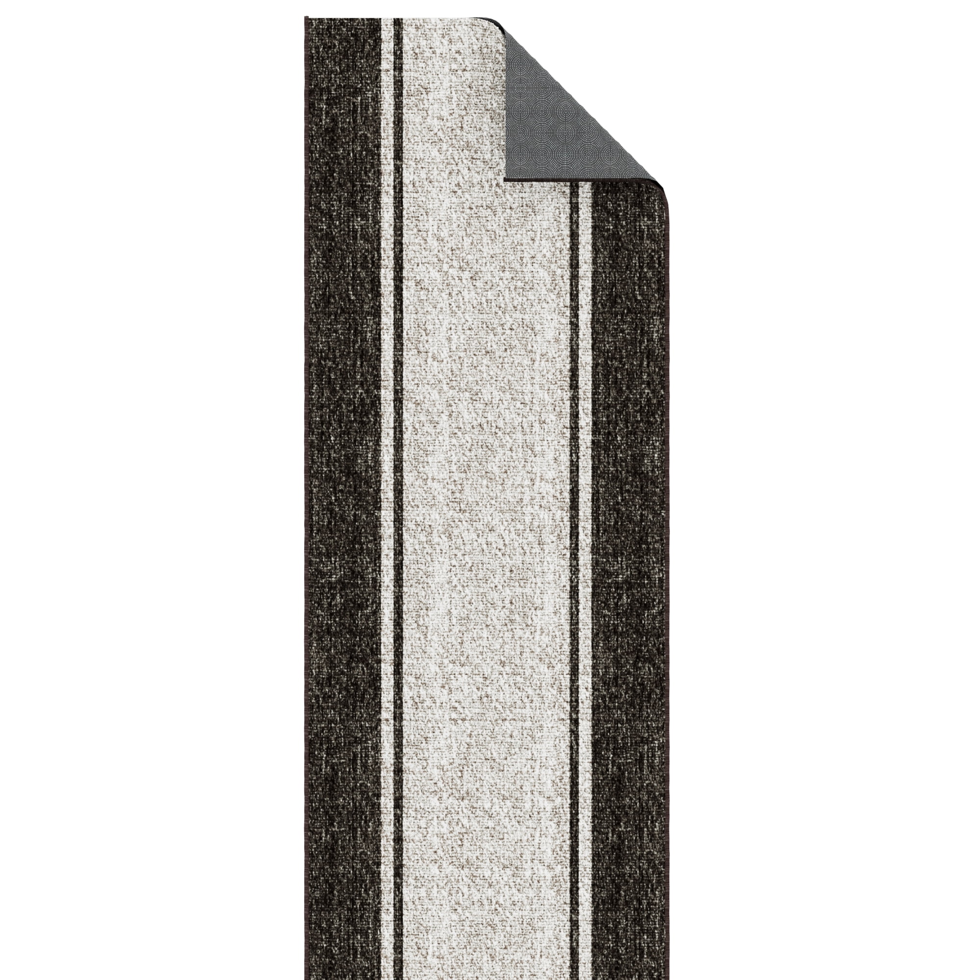 Ottomanson Runner Rug 1'10.5" x 9' Soft Non-Slip Indoor Runner, Border Brown