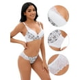 thumbnail image 3 of Unique Bargains Women's 2 Pcs Lingerie Set Floral Mesh Lace Bra and Panty Sets C 38 White, 3 of 6