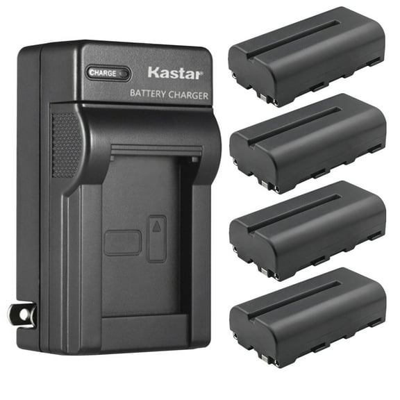 Kastar 4-Pack NP-F550 / NP-F570 Battery and AC Wall Charger Replacement for Neewer F100 F200 FW568 FW600 FZ200 Camera Field Monitor, ProAm USA Iris 7" , USA Iris Pro 7" On-Camera Monitor