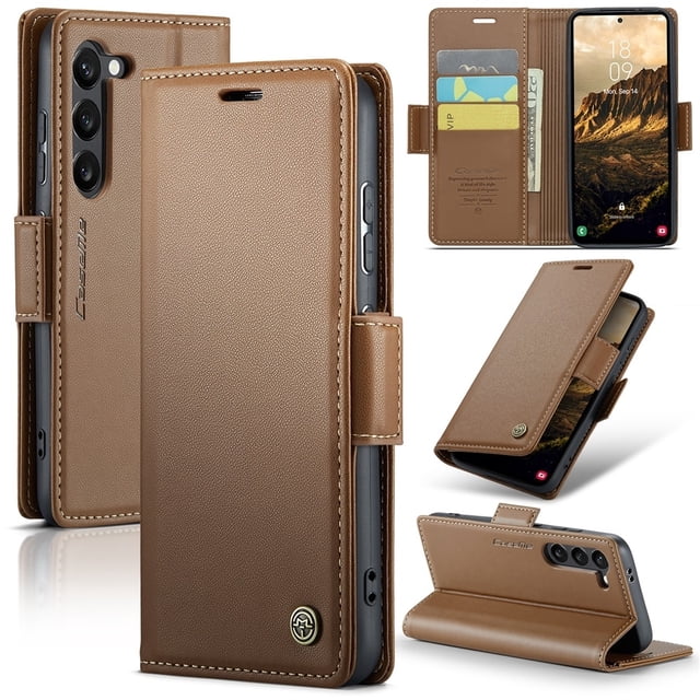 CaseMe Funda de Cuero para Samsung Galaxy S24 5G con Bloqueo RFID, para Samsung Galaxy S24 5G Funda para Mujer y Hombre, Tarjetero con Cierre Magnético, Funda Tipo Folio para Samsung Galaxy S24 5G
