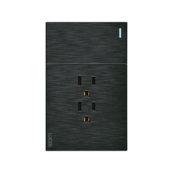 Placa Con 1 Apagador Sencillo Y 2 Contactos Lucek FlatPack 6 negro